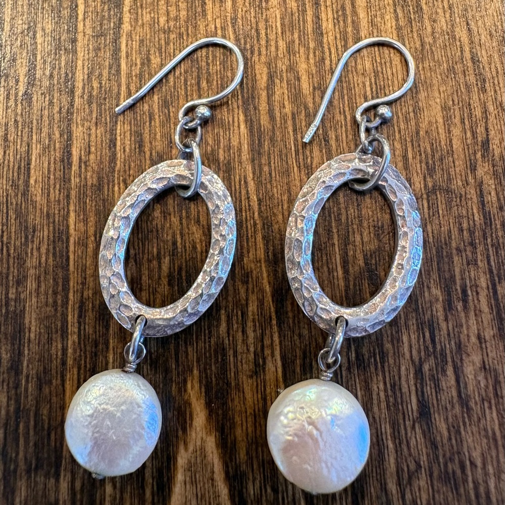 Silpada Sterling Silver and Pearl Drop Earrings
